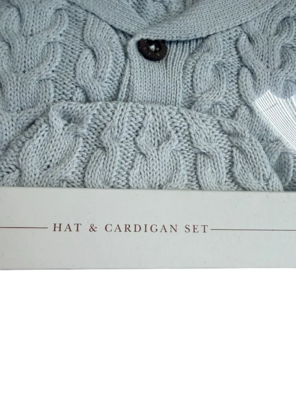 ELEGANT BABY Blue Cardigan Sweater and Hat Set Size 6-9 Months NEW NIB